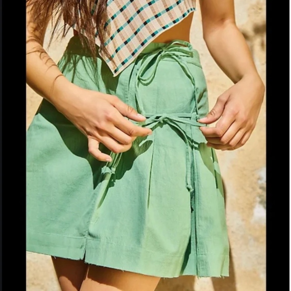 Acing It Boho Peasant Hipster Hippie Art Deco Farm Street Hip Tie Bow Mini Skirt
